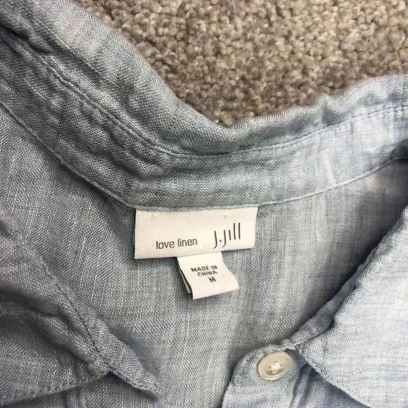 J Jill Love Linen Shirt Blue Color Long Sleeves Button Up Relaxed Fit Sz M - Picture 4 of 9